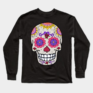 Day of the Dead Style Sugar Skull Long Sleeve T-Shirt